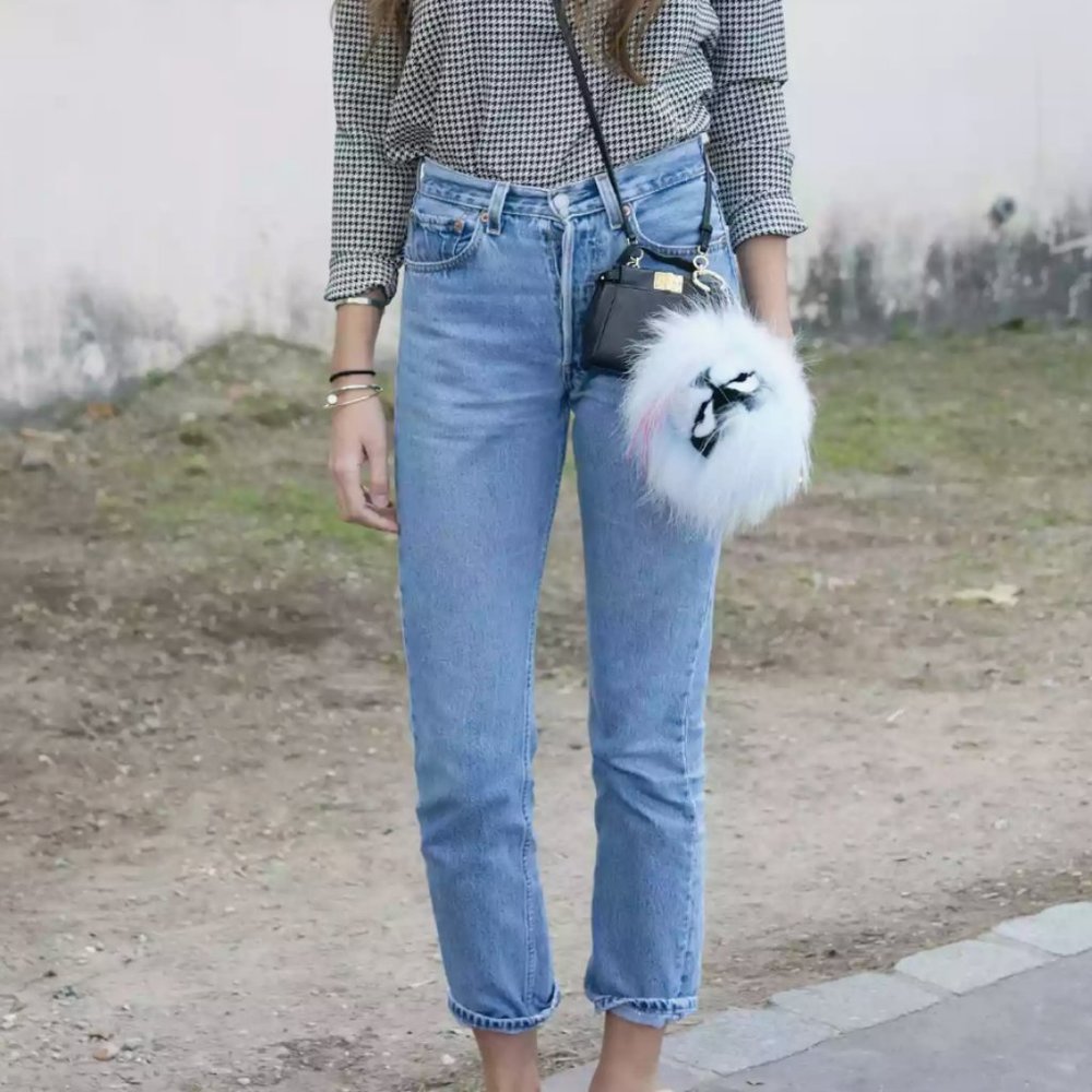 Vintage High Waisted Straight Cropped Denim Jeans